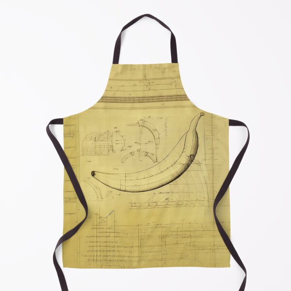 Item preview, Yellow banana a technical drawing with measurements and calculations in Leonardo da Vinci style designed and sold by ArtifactVault.