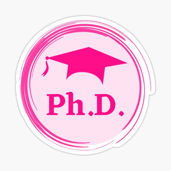 Ph.D. Graduation Cap Pink Circle Sticker