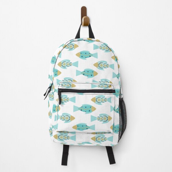 Item preview, Turquoise and gold floral fishes designed and sold by Home Cyn Home.