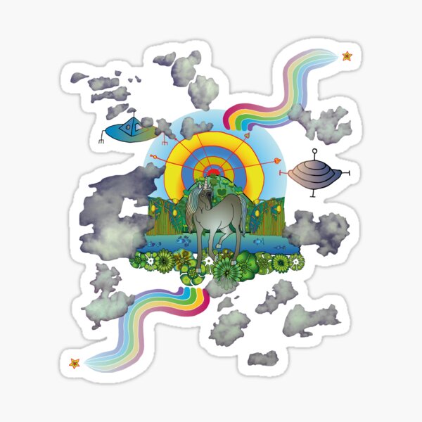 Perivale Unicorn with Canal and Aliens Sticker