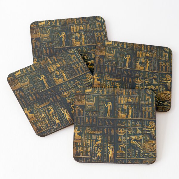Item preview, Ancient Egyptian shiny golden pictograms and hieroglyphs olden spiritual pattern designed and sold by ArtifactVault.