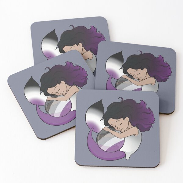 Item preview, Ace Pride Mermaid Hugging a Ball - Variation 2 designed and sold by RoseActress.