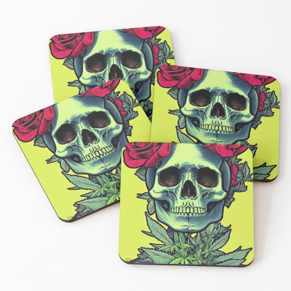 Item preview, Weed After Death 116 - Cannabis Leaves and Roses Skull designed and sold by Benito Del Ray.