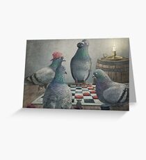 The Antlered Ship_Pigeons Playing Checkers Greeting Card