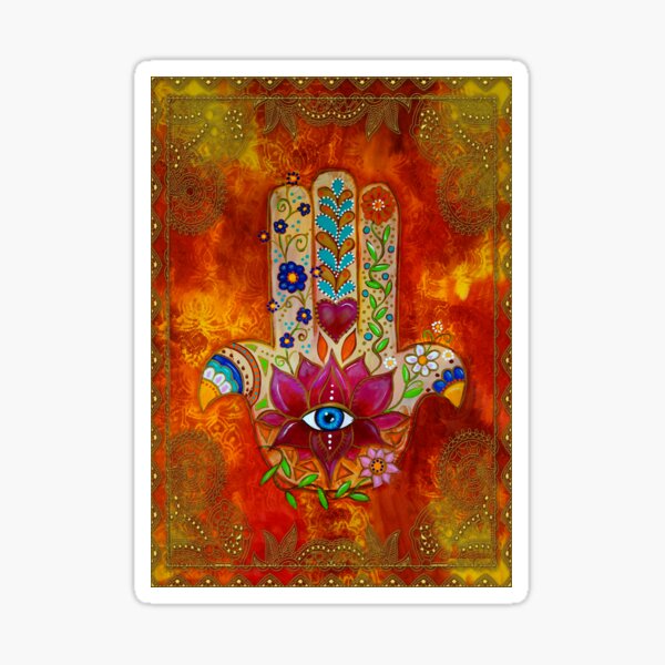 Hamsa - Orange Sticker