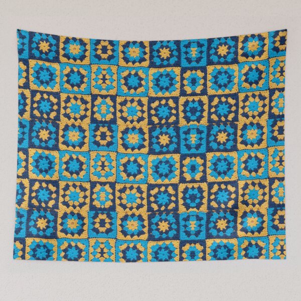 Item preview, Crochet Granny Square Pattern-Yellow Blue designed and sold by Sasidenidesign.