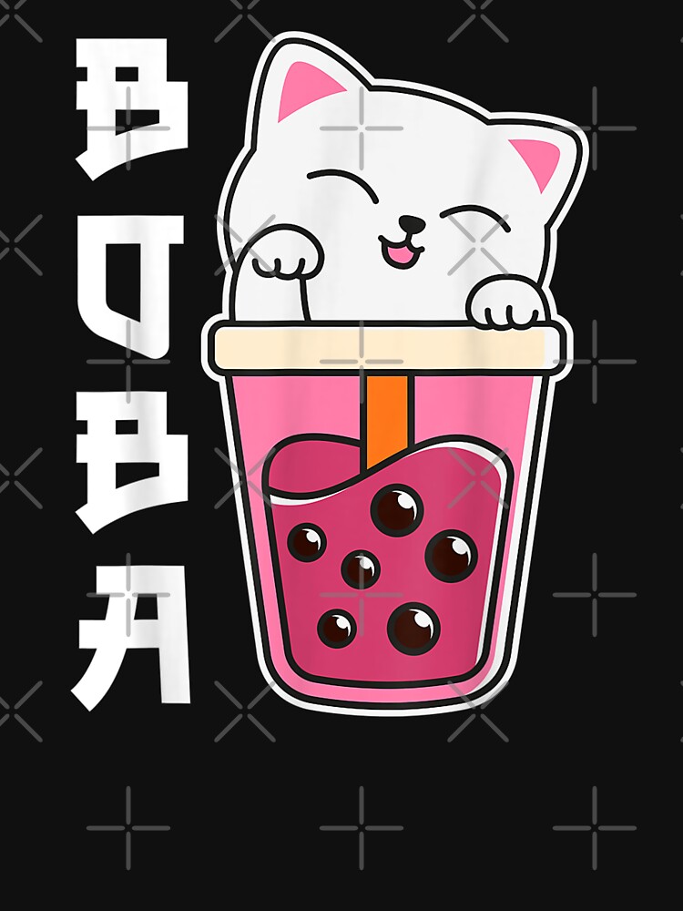 Cat Boba Anime Bubble Tea Neko Girls Kawaii Girls Teen T Shirt For