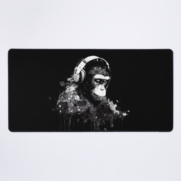 Item preview, Chimp Listening to Music With Headphones designed and sold by OtillieArt.