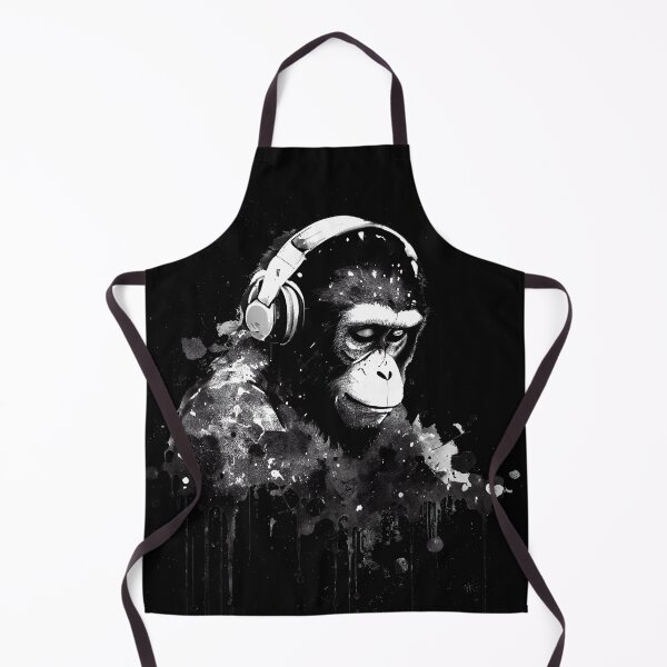 Item preview, Chimp Listening to Music With Headphones designed and sold by OtillieArt.