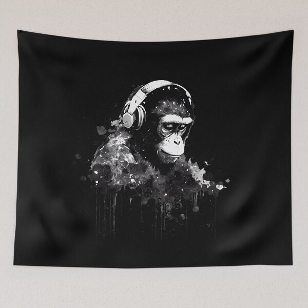Item preview, Chimp Listening to Music With Headphones  designed and sold by OtillieArt.