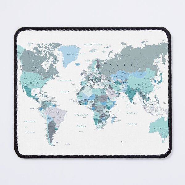 Item preview, Map of the World in shades of Teal designed and sold by UrbanEpiphany.
