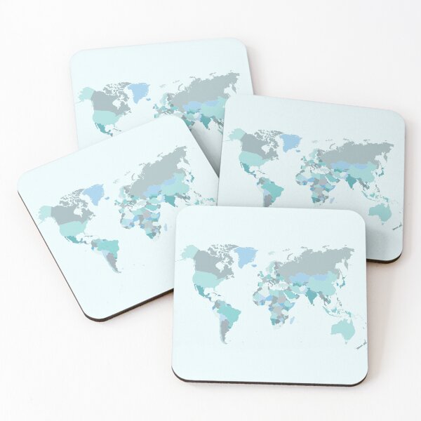 Item preview, Map of the World in shades of Teal designed and sold by UrbanEpiphany.