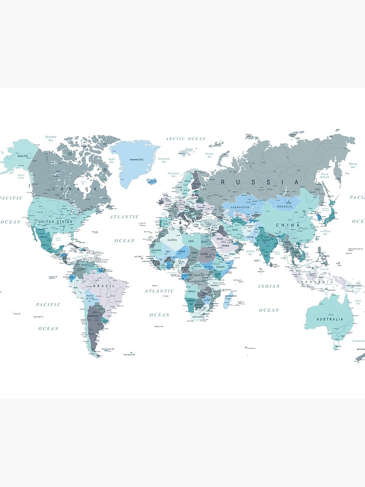 Map of the World in shades of Teal by UrbanEpiphany