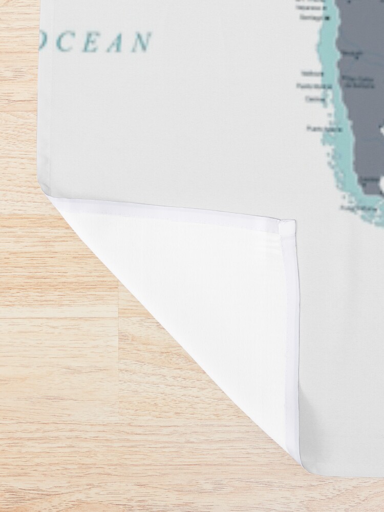 Alternate view of Map of the World in shades of Teal Shower Curtain