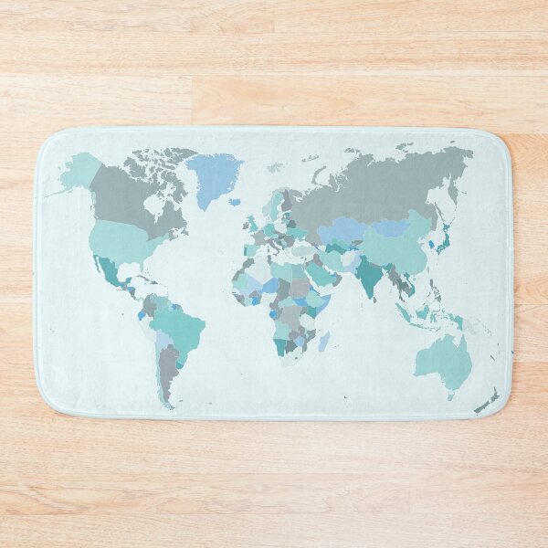 Item preview, Map of the World in shades of Teal designed and sold by UrbanEpiphany.