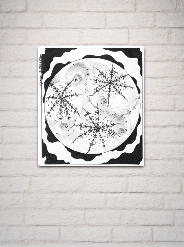 Thumbnail 2 of 4, Metal Print, Snowglobe, Ink Drawing designed and sold by Danielle Scott.