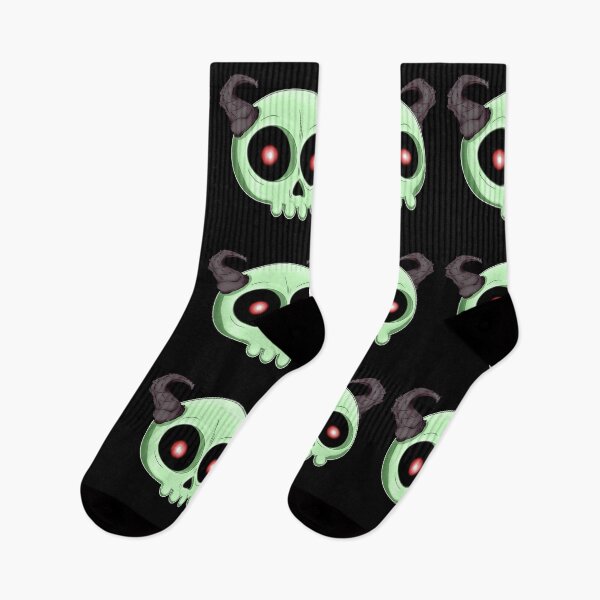 Item preview, Cartoon Demon Skull with Horns in Green designed and sold by iduzarts.