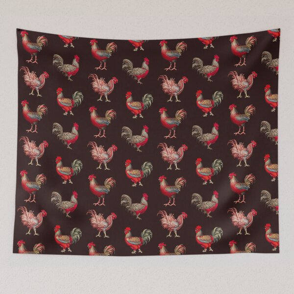 Item preview, Patrón de gallos rojos vintage designed and sold by UncannyCanvas.