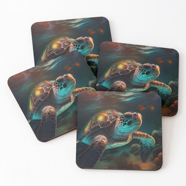 Item preview, Colourful Sea Turtle - Contemporary Digital Art designed and sold by marcogolfo.