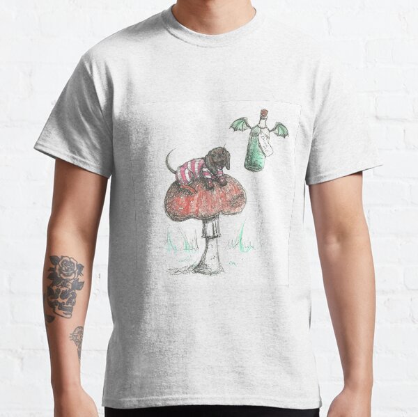 Cheshire Dachshund. Sausage Dog on a mushroom illustration. Classic T-Shirt