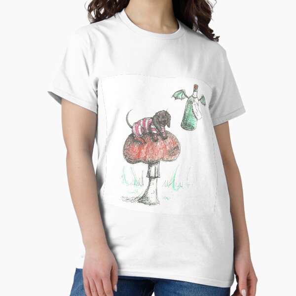 Item preview, Cheshire Dachshund. Sausage Dog on a mushroom illustration. designed and sold by CandyMedusa.