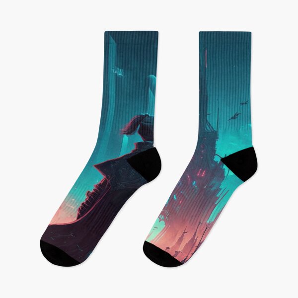 Item preview, Traveler Entering District 8 Cyberpunk designed and sold by AICreateWorlds.