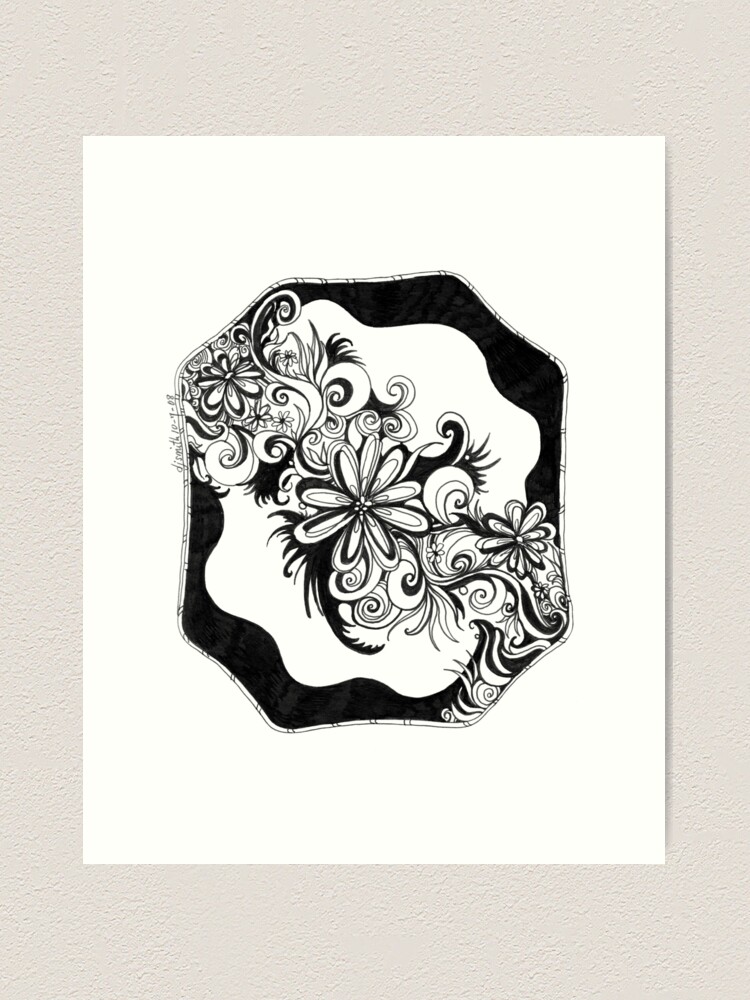 Alternate view of Garden Party, Ink Drawing Art Print