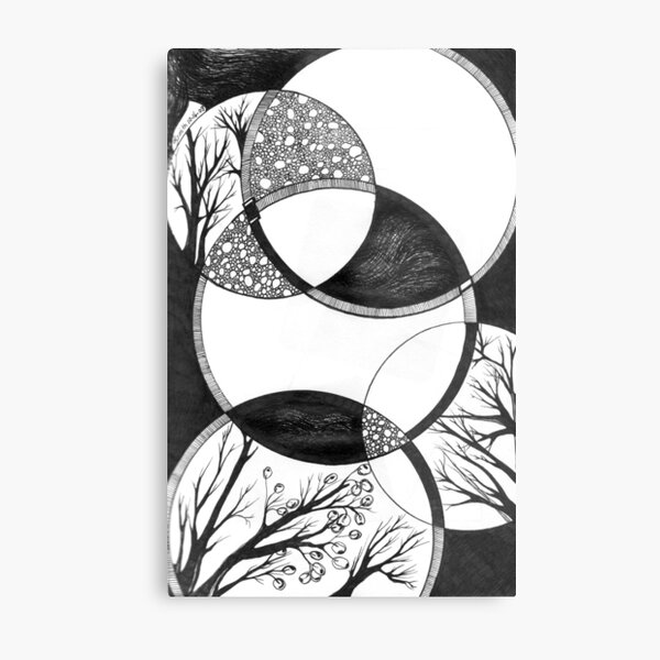 Rustling Trees, Ink Drawing Metal Print