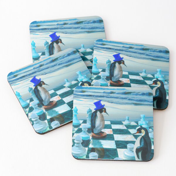 Item preview, Penguins playing chess as watercolor (AI Generated Art) designed and sold by Cowboy Folly.