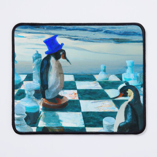 Item preview, Penguins playing chess as watercolor (AI Generated Art) designed and sold by Cowboy Folly.
