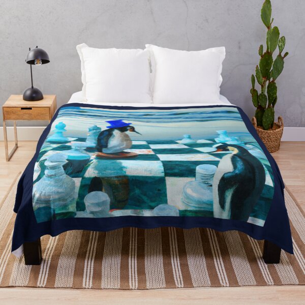 Item preview, Penguins playing chess as watercolor (AI Generated Art) designed and sold by Cowboy Folly.