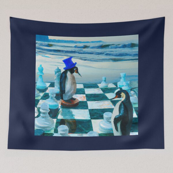 Item preview, Penguins playing chess as watercolor (AI Generated Art) designed and sold by Cowboy Folly.