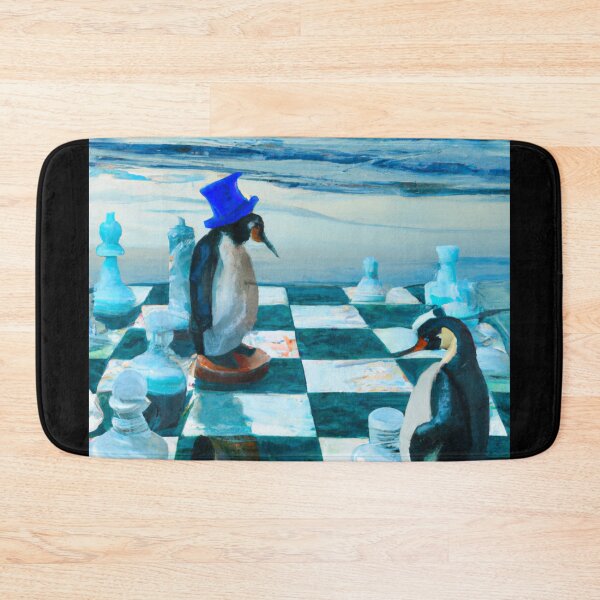 Item preview, Penguins playing chess as watercolor (AI Generated Art) designed and sold by Cowboy Folly.