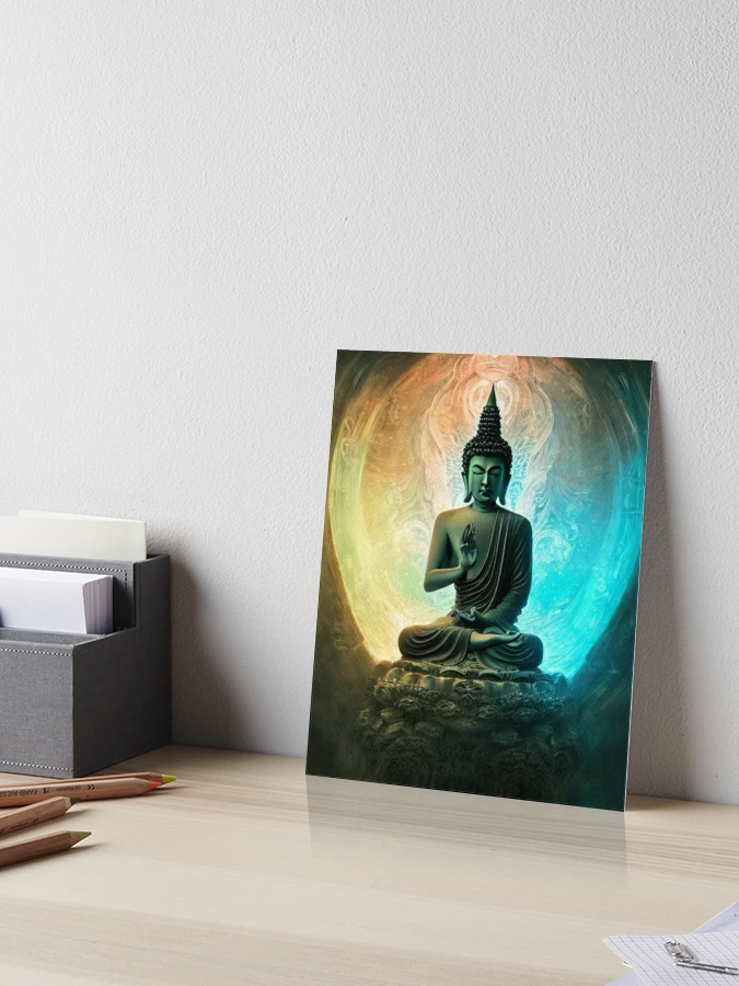 Buddha statue Buddhist monk meditation Buddhist print china Chinese Buddhism  lotus flower sacred gold black Buddha religion Hindu Tibet philosophy Hindi  India Indian  Art Board Print for Sale by weird83