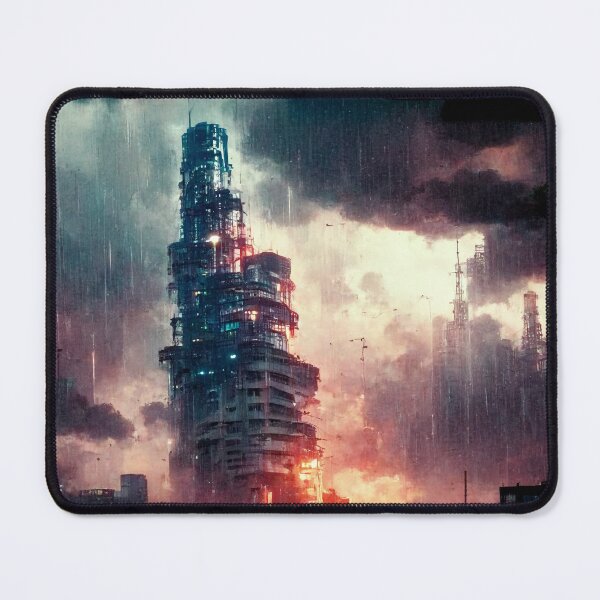 Item preview, Cyberpunk City Skyscraper in a Storm designed and sold by AICreateWorlds.