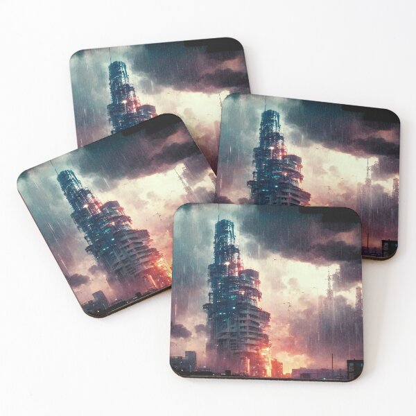 Item preview, Cyberpunk City Skyscraper in a Storm designed and sold by AICreateWorlds.