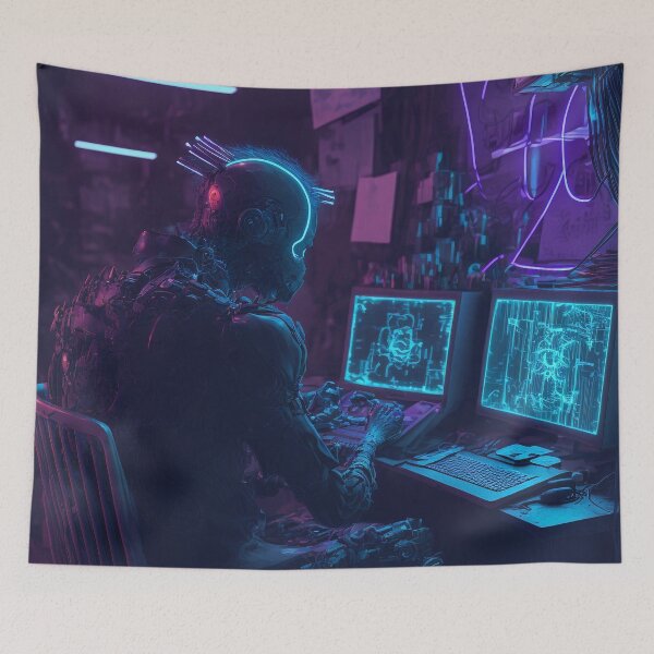 Item preview, Cyberpunk Hacker designed and sold by AICreateWorlds.
