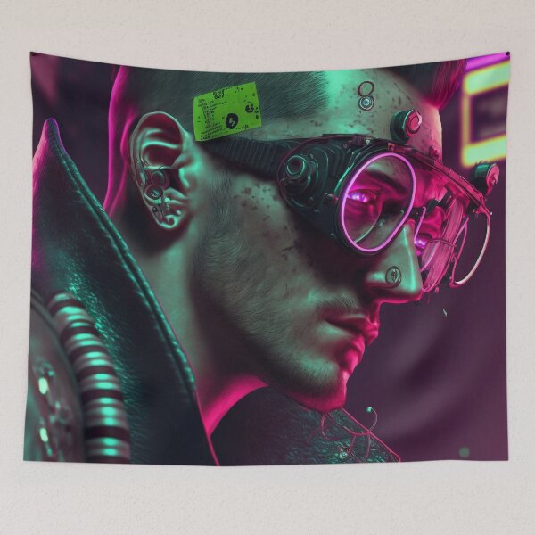 Item preview, Post Apocalyptical Cyberpunk Hacker designed and sold by AICreateWorlds.