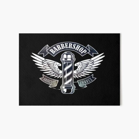 Barbershop sign black with white writing, features barber pole with wings  Poster for Sale by Vintage Hustle