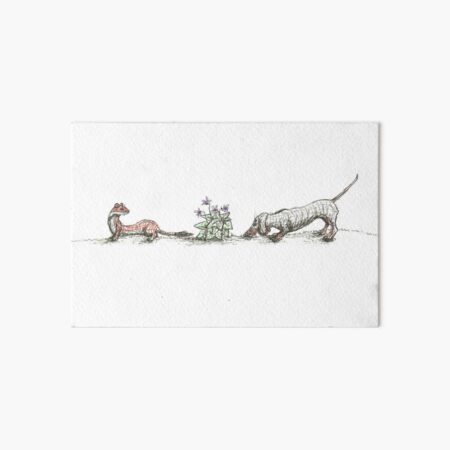 Item preview, Dachshund, Weasel, and Violets, illustration designed and sold by CandyMedusa.