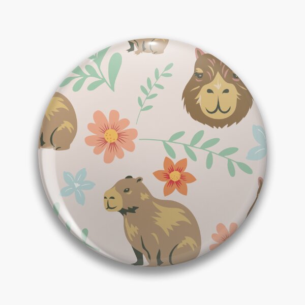 Item preview, Capybaras with flowers light brown designed and sold by ArlacV.