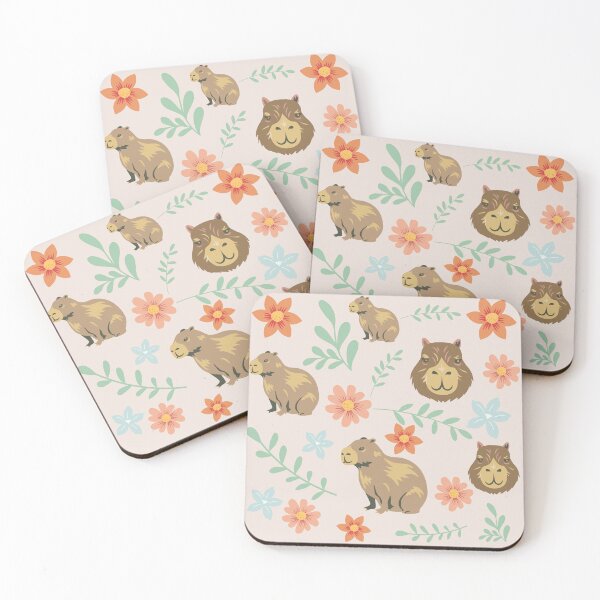 Item preview, Capybaras with flowers light brown designed and sold by ArlacV.