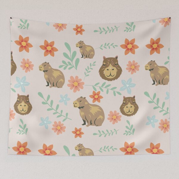 Item preview, Capybaras with flowers light brown designed and sold by ArlacV.