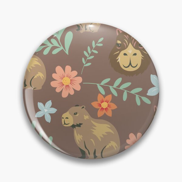 Item preview, Capybaras with flowers  dark brown designed and sold by ArlacV.