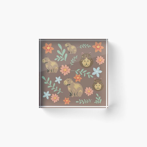 Item preview, Capybaras with flowers  dark brown designed and sold by ArlacV.