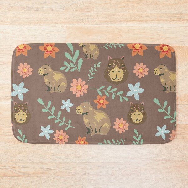 Item preview, Capybaras with flowers  dark brown designed and sold by ArlacV.