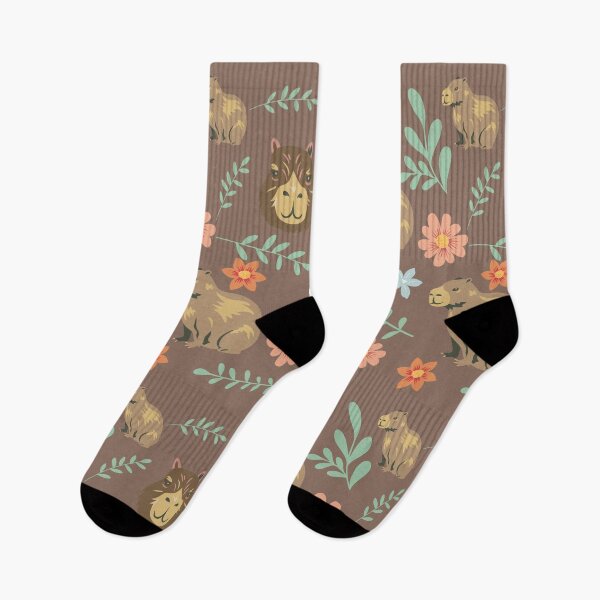 Item preview, Capybaras with flowers  dark brown designed and sold by ArlacV.