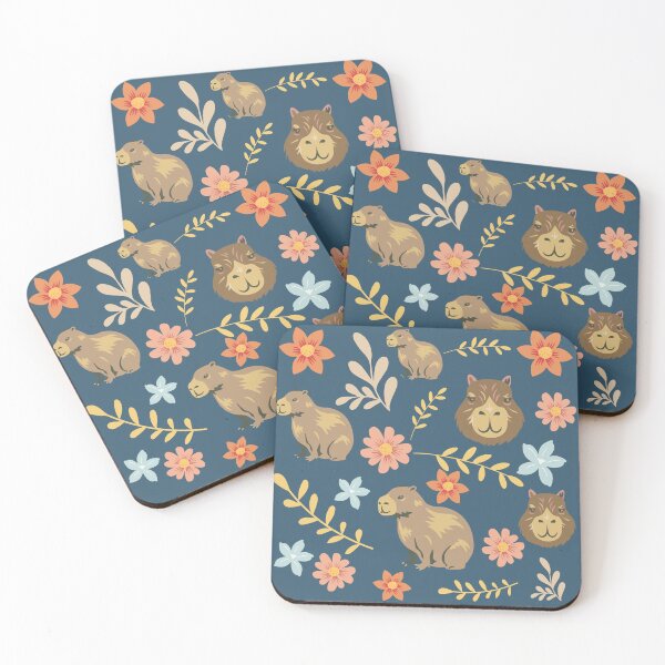 Item preview, Capybaras with flowers  blue designed and sold by ArlacV.