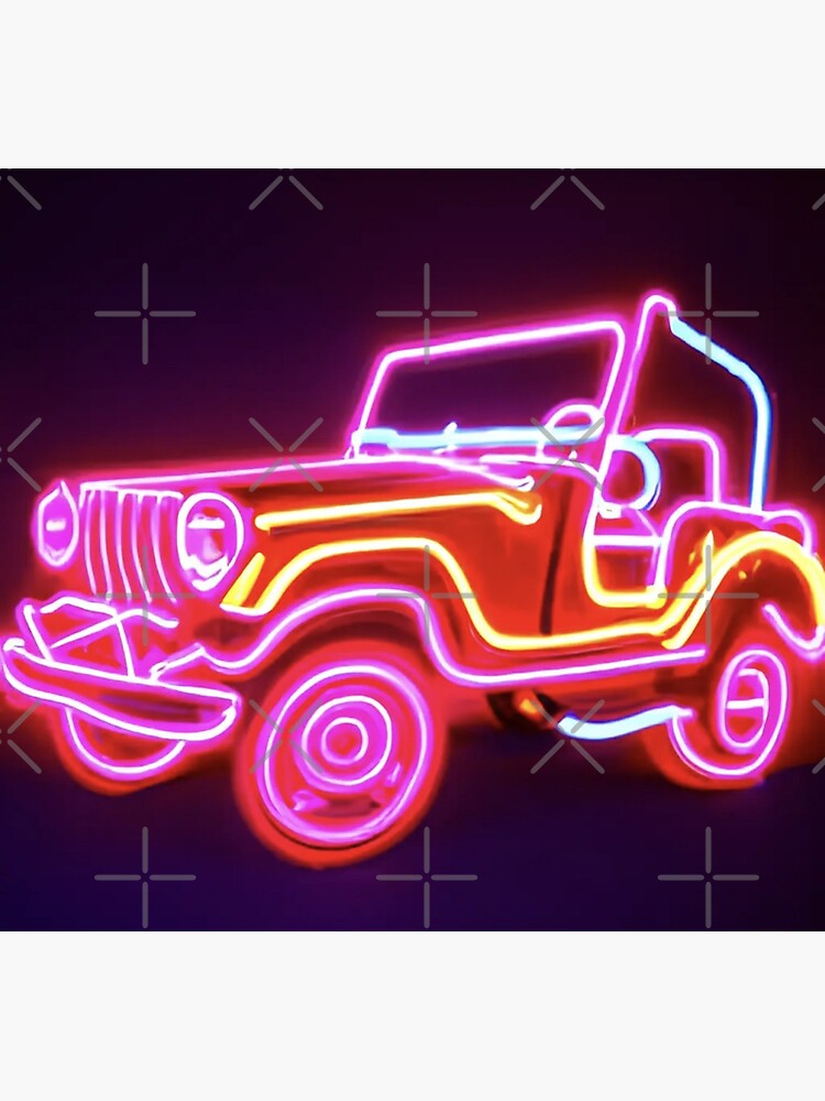 "Classic jeep neon sign art print" Sticker for Sale by bensclassicstuf Redbubble