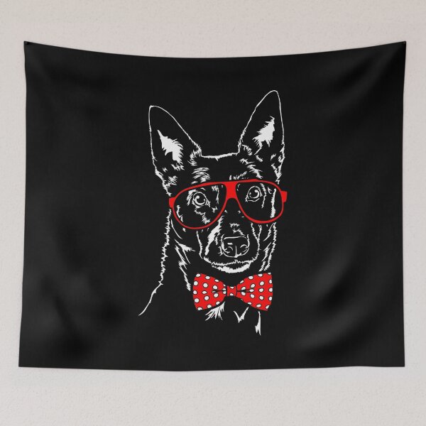 Item preview, Funny Australian Kelpie with Glasses Dog Portrait designed and sold by dogarts.